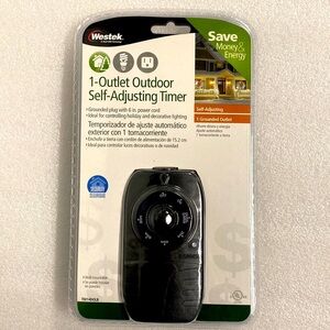 Westek 1-Outlet Outdoor Self-Adjusting Timer. Grounded outlet, Photoelectric.